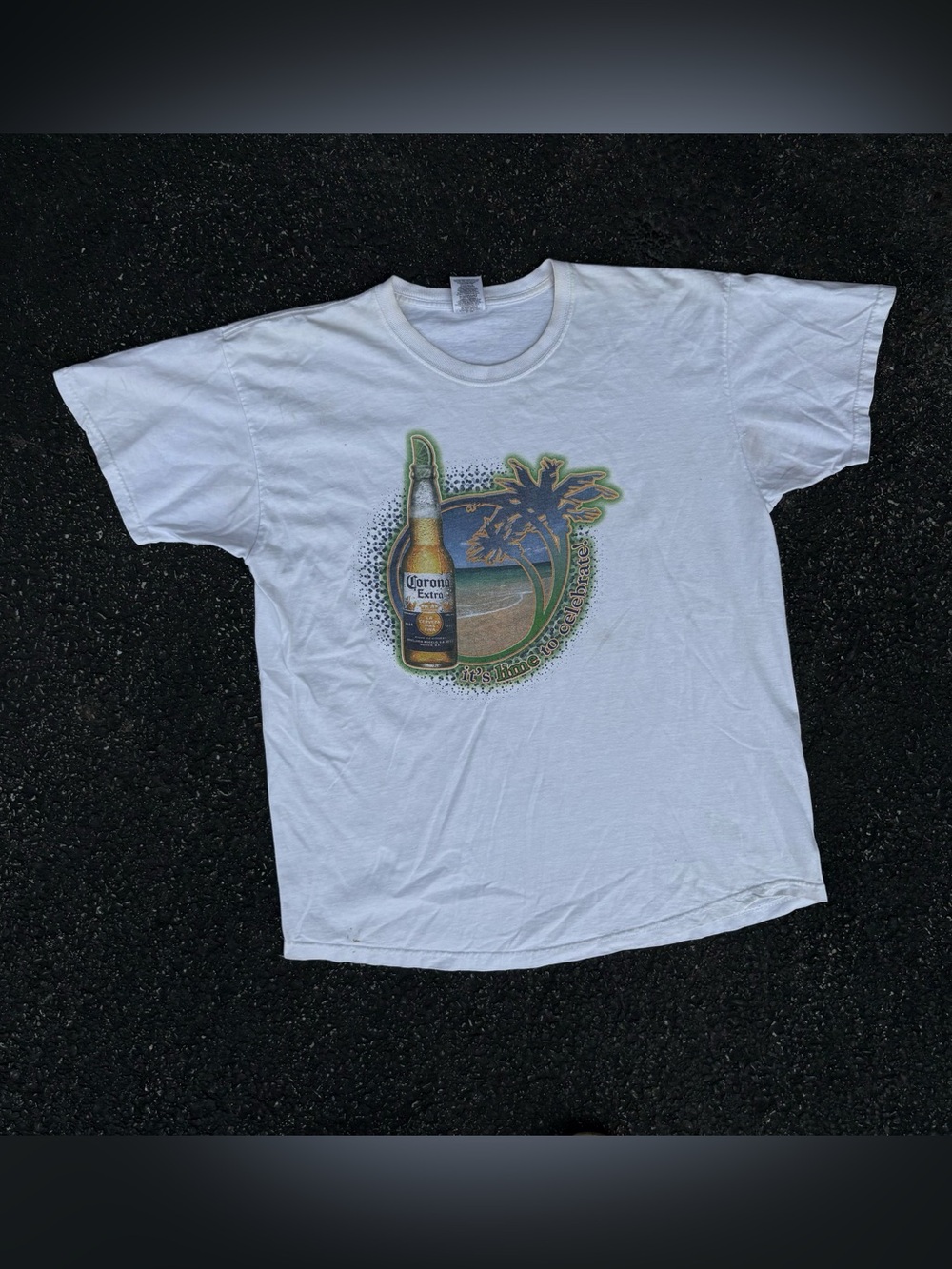 Vintage Corona Extra Cerveza Beer Alcohol Beach White Graphic T-Shirt Size XL